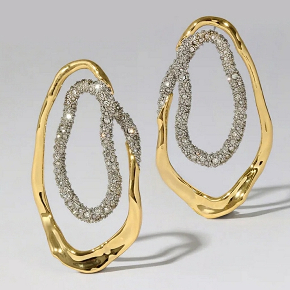 ▪️Oval inlaid rhinestone earrings; unbranded; nwot - Picture 2 of 6